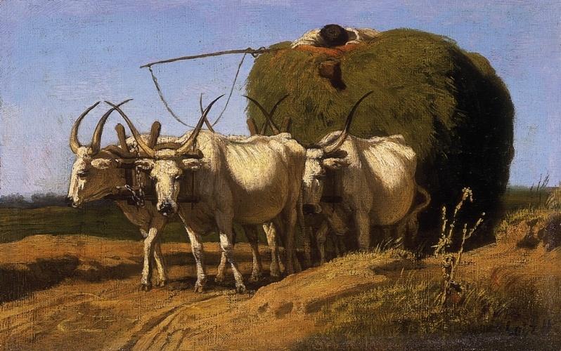 Károly Lotz Oxcart 1886 Fine Art Print