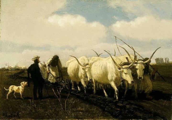 Károly Lotz Ploughing at Spring 1872 Fine Art Print