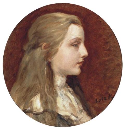 Károly Lotz Portrait of Ilonka Sándor (Blond Girl in Yellow Dress) 1890 Fine Art Print