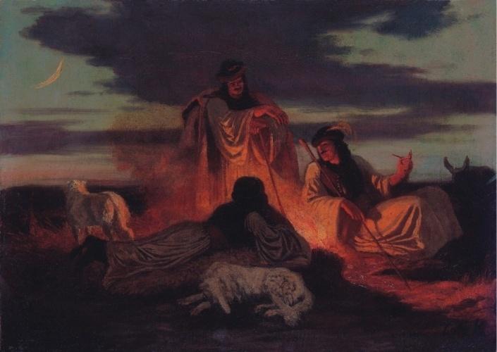 Károly Lotz Shepherds at the Fire 1870 Fine Art Print