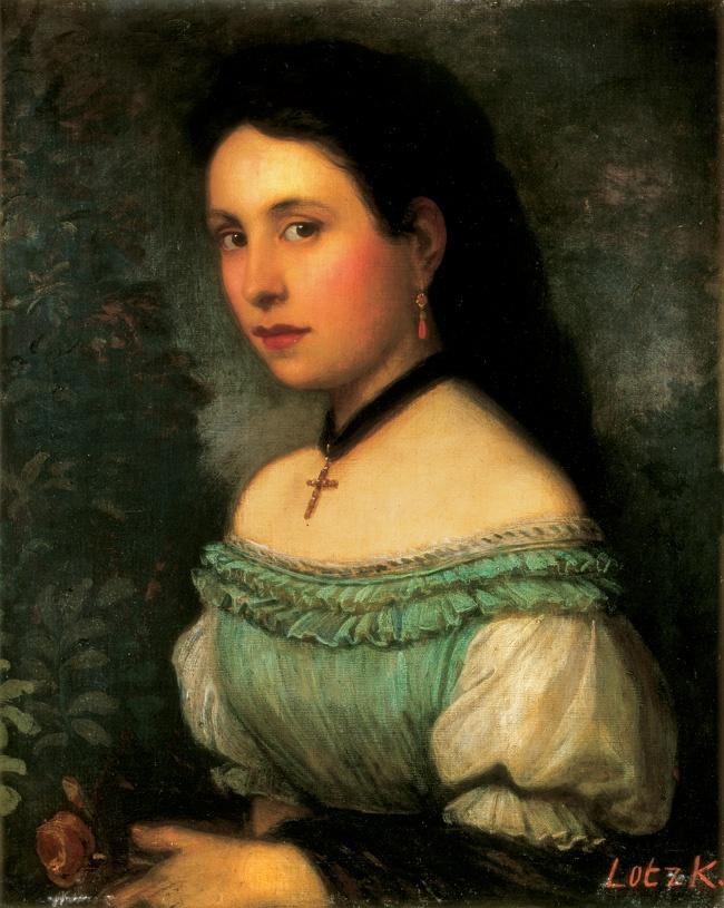 Károly Lotz Young Gilr with Coral Earrings 1864 Fine Art Print
