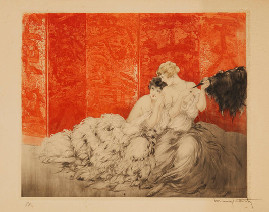 Louis Icart Mockery 1928 Two French Women Caressing Fine Art Print Fine Art Print | Jakero77