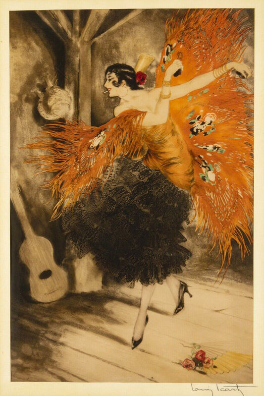 {{ product_title }} Fine Art Print | {{ product_vendor }} Jakero77 Louis Icart Spanish Flamenco Dancer Lady 1929 Fancy Dress Fine Art Print Art Print  Jakero77