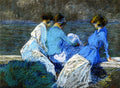 Clarence Gagnon Lucille Rodier Gagnon, Olive and Edna Pretty at Sainte-Pétronille, Île d'Orléans 1919 Fine Art Print