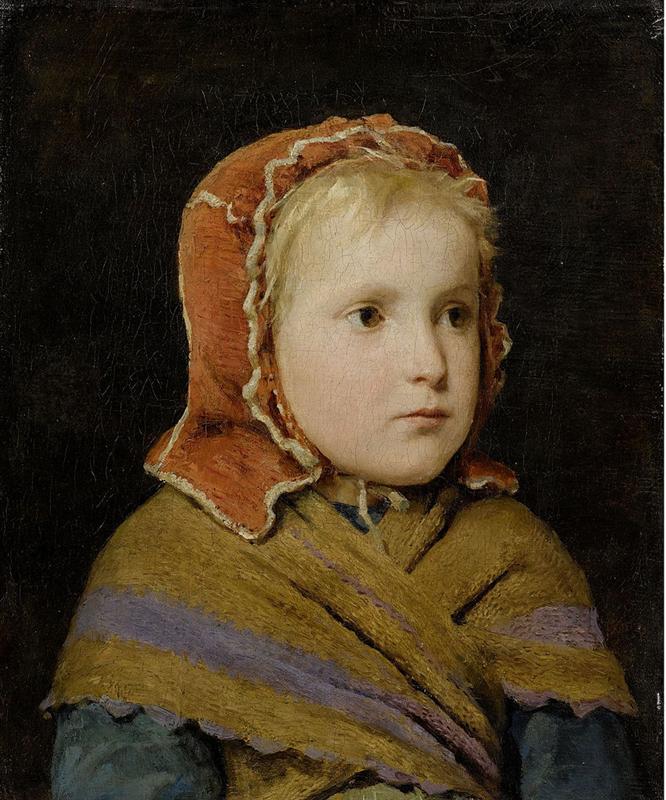 Albrecht Anker Girl with a red Cap 1866 Fine Art Print