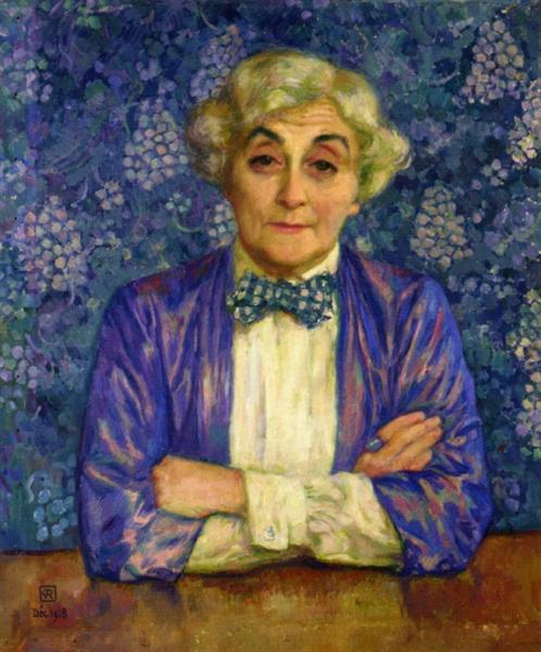 Theo van Rysselberghe Madame van Rysselberghe in a Checkered Bow Tie 1918 Fine Art Print