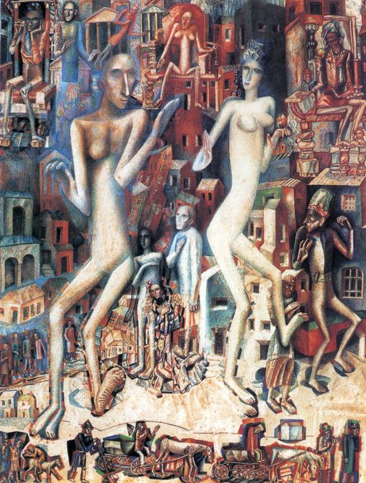 Pavel Filonov Man and Woman (Adam and Eve) 1913 Fine Art Print