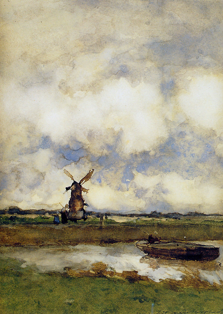 Johan Hendrik Weissenbruch Man in a Boat in a Canal 1893 Fine Art Print