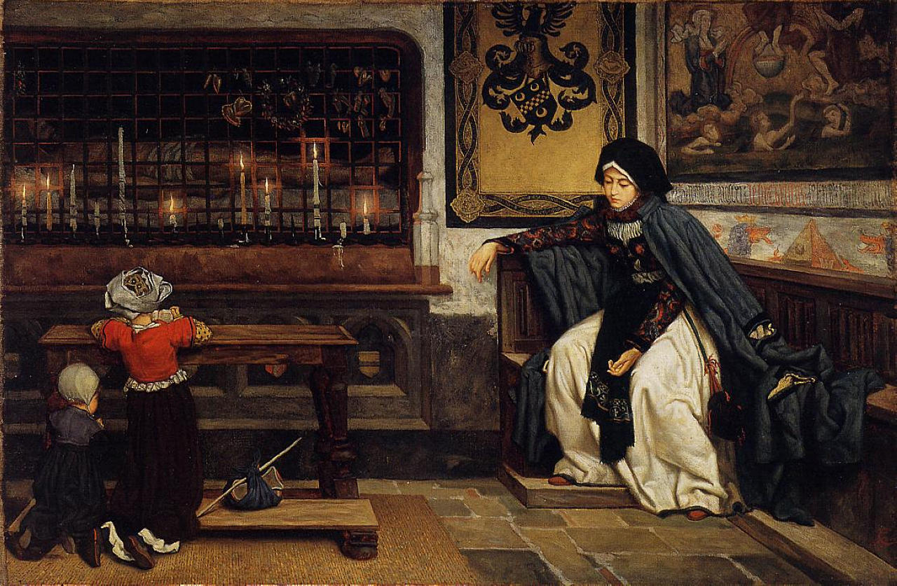 James Tissot Marguerite in Church 1860 Fine Art Print