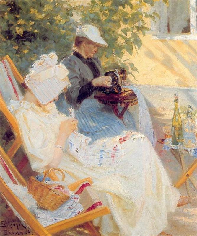 Peder Severin Kroyer Marie and Her Mother in the Garden 1891 Fine Art Print