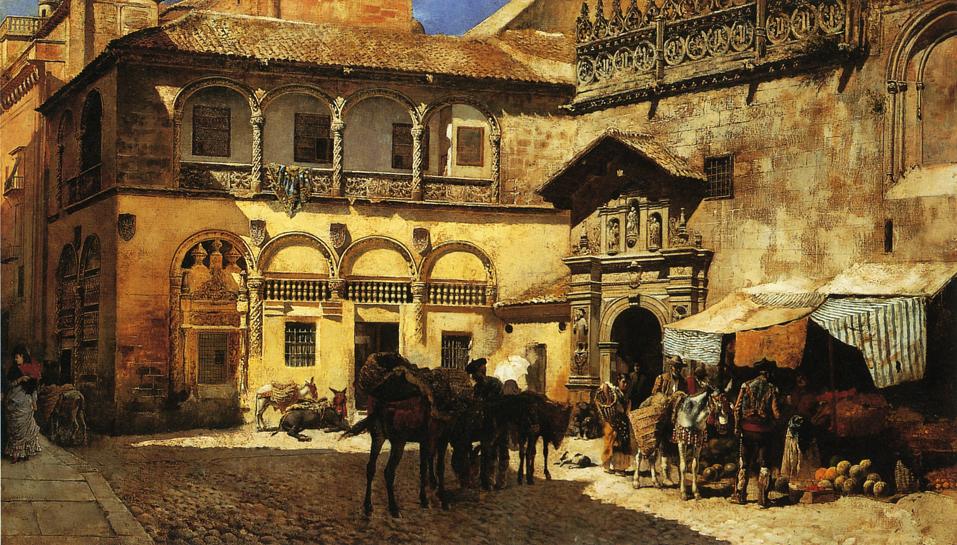 Edwin Lord Weeks Market Square in Front of the Sacristy and Doorway of the Cathedral, Granada 1880 Fine Art Print