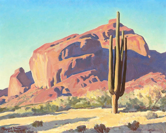 Maynard Dixon Red Rock Mountain and Cactus 1945 Arizona Fine Art Print Fine Art Print | Jakero77