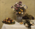 Henri Fantin-Latour White Roses, Chrysanthemums, Peaches and Grapes 1876 Fine Art Print