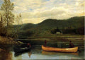 Albert Bierstadt Men in Two Canoes 1866 Fine Art Print