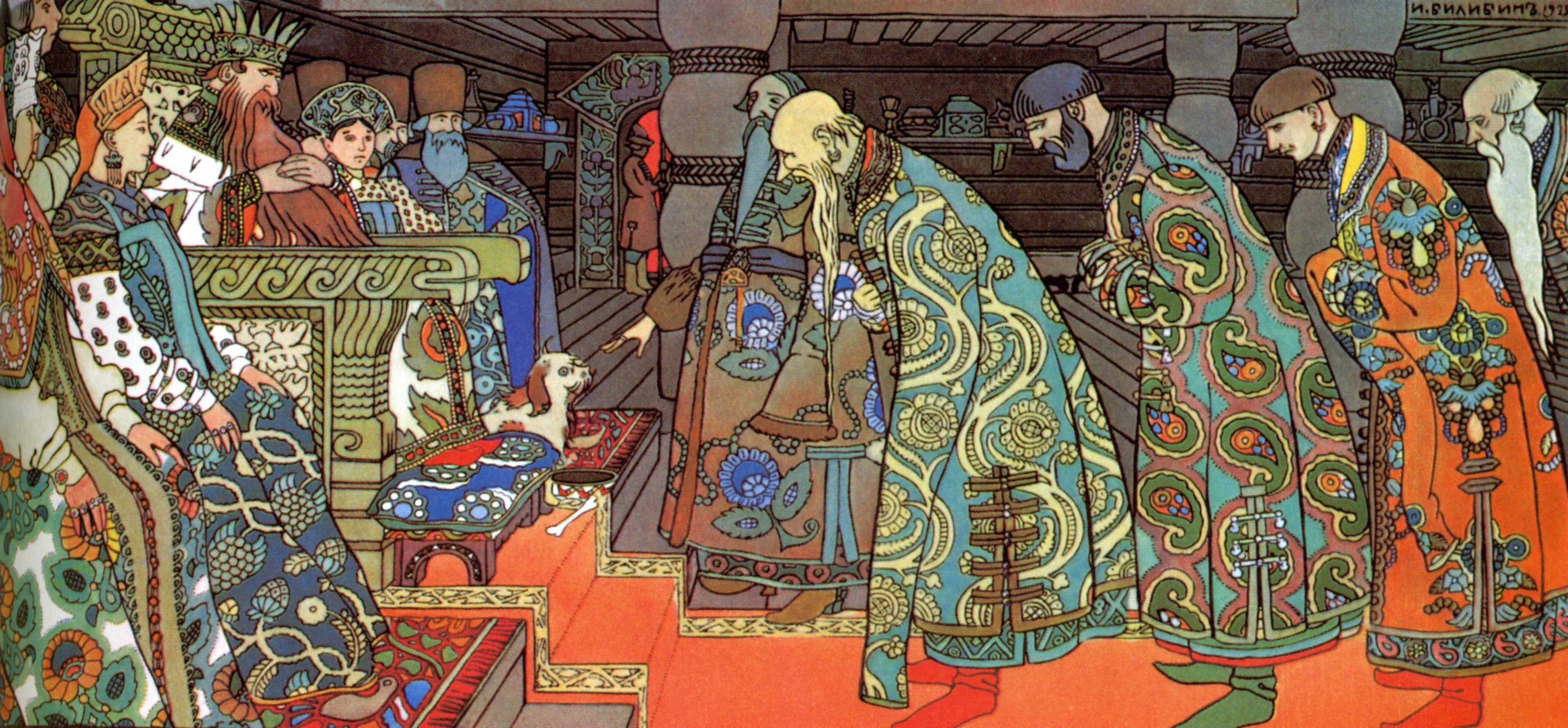 Ivan Bilibin Merchants. Illustration for Alexander Pushkin's 'Fairytale of the Tsar Saltan' 1905 Fine Art Print