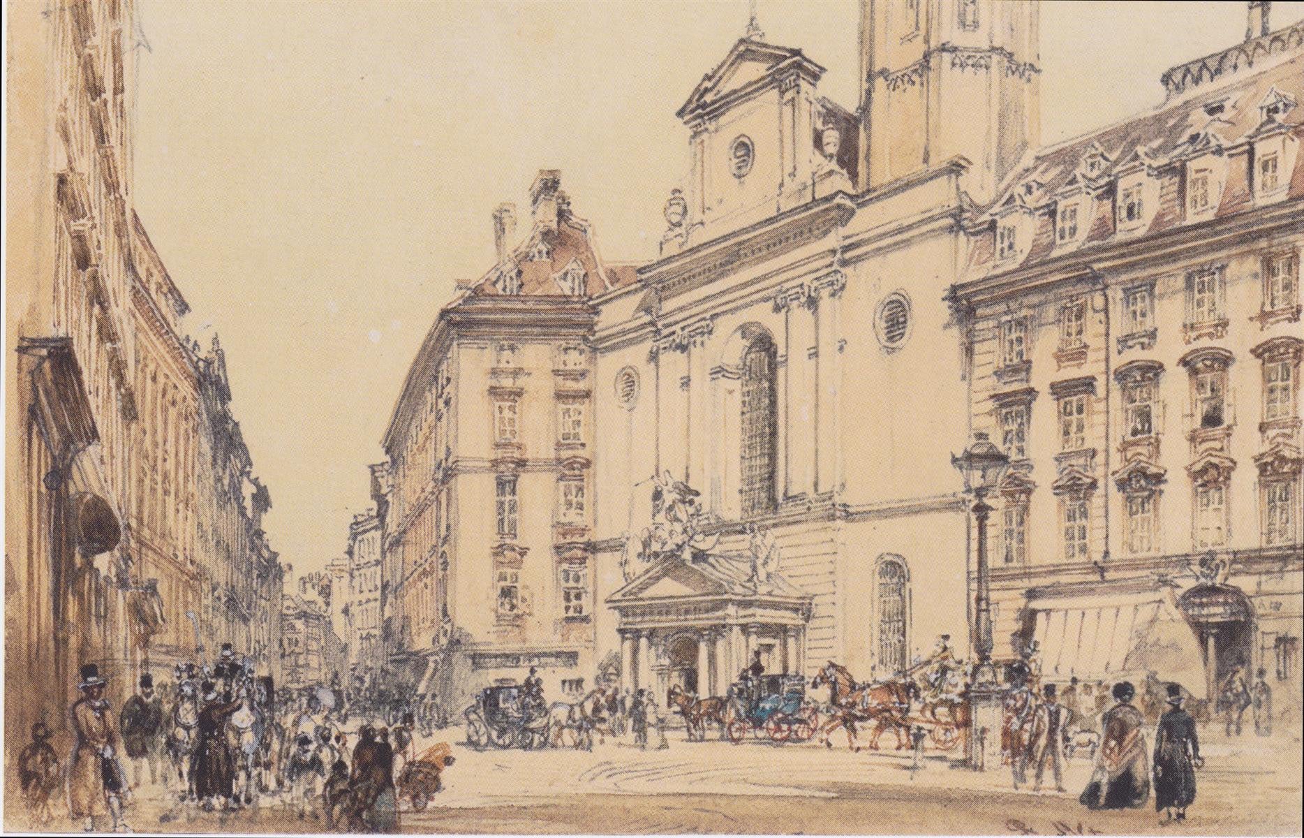 Rudolf von Alt Michaelerplatz and carbon market in Vienna 1844 Fine Art Print