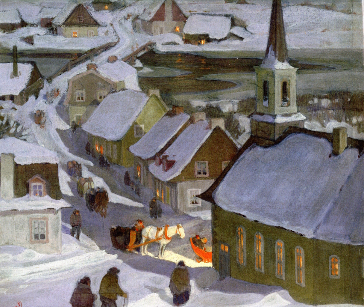 Clarence Gagnon Midnight Mass 1933 Fine Art Print