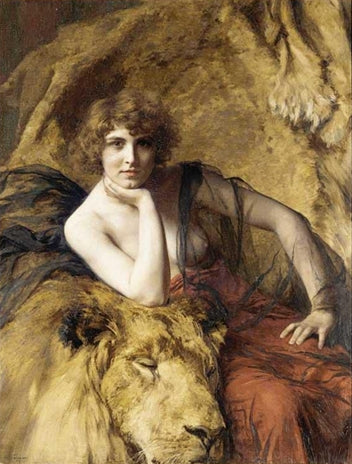Émile Friant Woman with a Lion 1919 Fine Art Print