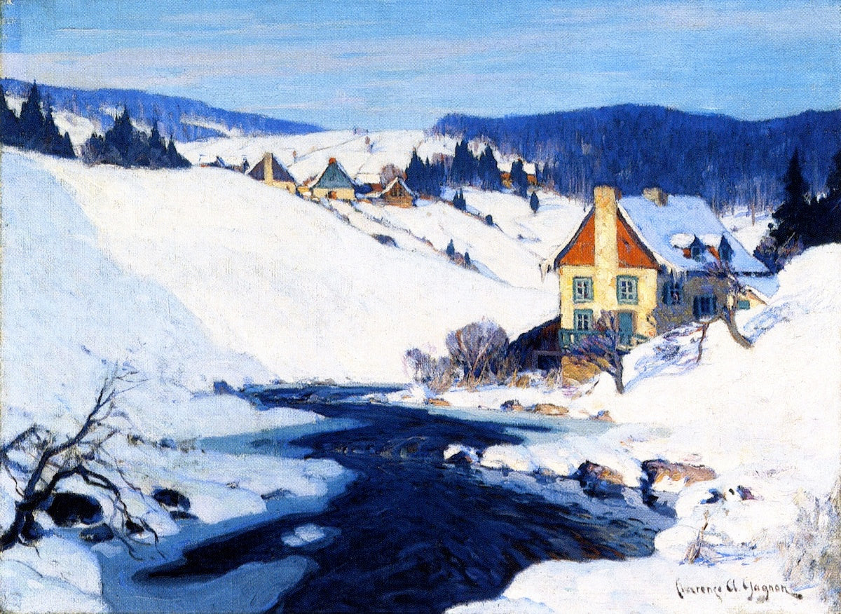 Clarence Gagnon Mill and Stream, Morning Sun 1913 Fine Art Print