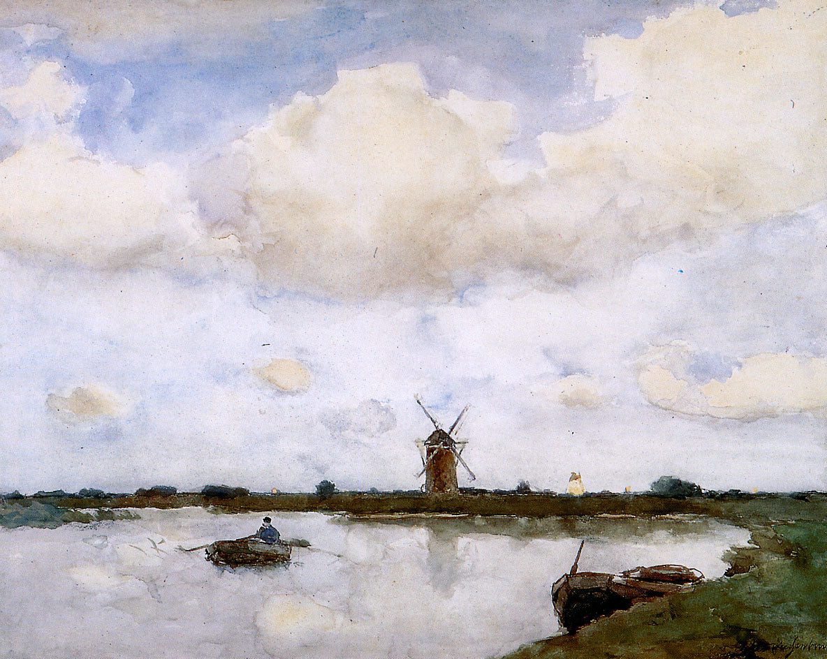 Johan Hendrik Weissenbruch Mill at the Lake 1845-1848 Fine Art Print