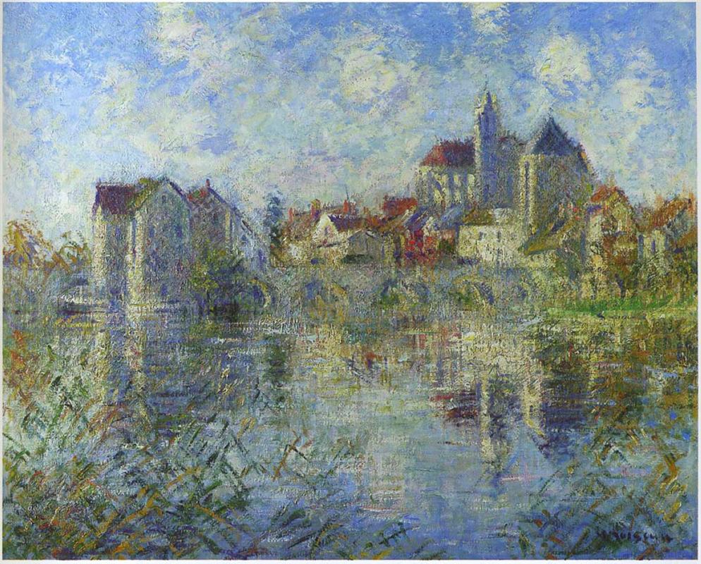 Gustave Loiseau Moret on Loing and the church 1933 Fine Art Print