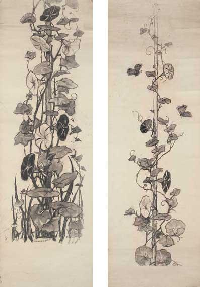 Wilhelm Kotarbinski Moth and Convolvulus (Thumbnail Panels) 1880 Fine Art Print