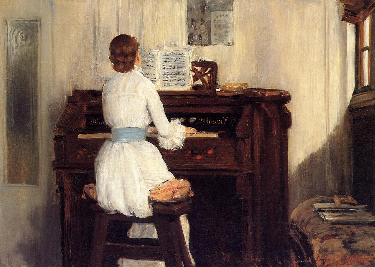 William Merritt Chase Mrs. Meigs at the Piano Organ 1883 Fine Art Print