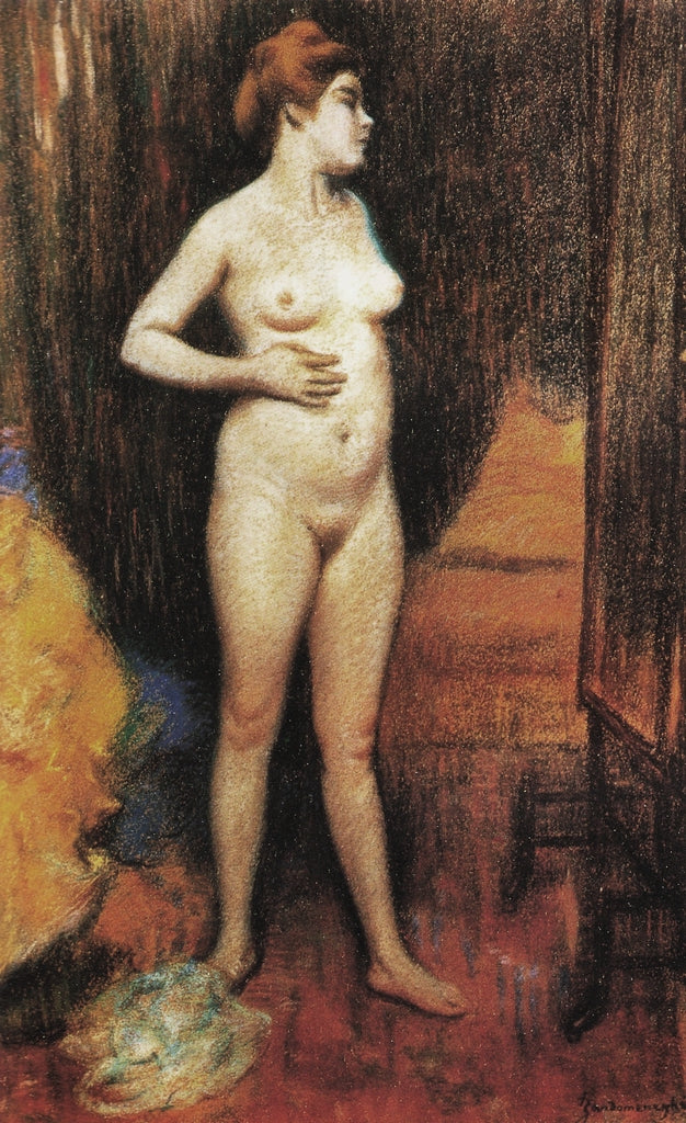 Federico Zandomeneghi Naked Woman in the Mirror 1883-1890 Fine Art Print