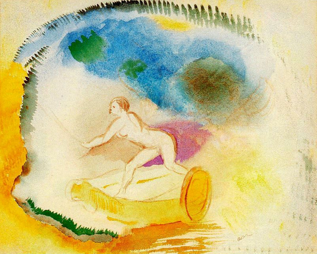 Odilon Redon Naked Woman on a Car 1910 Fine Art Print
