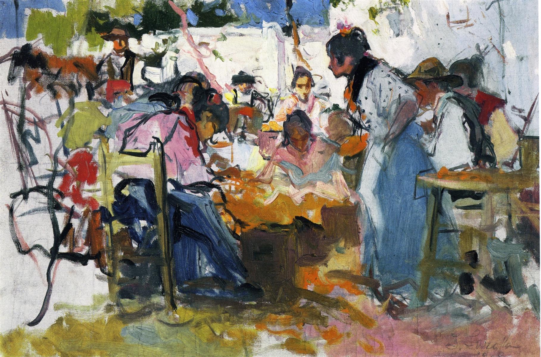 Joaquín Sorolla Net Menders in Valencia 1909 Fine Art Print