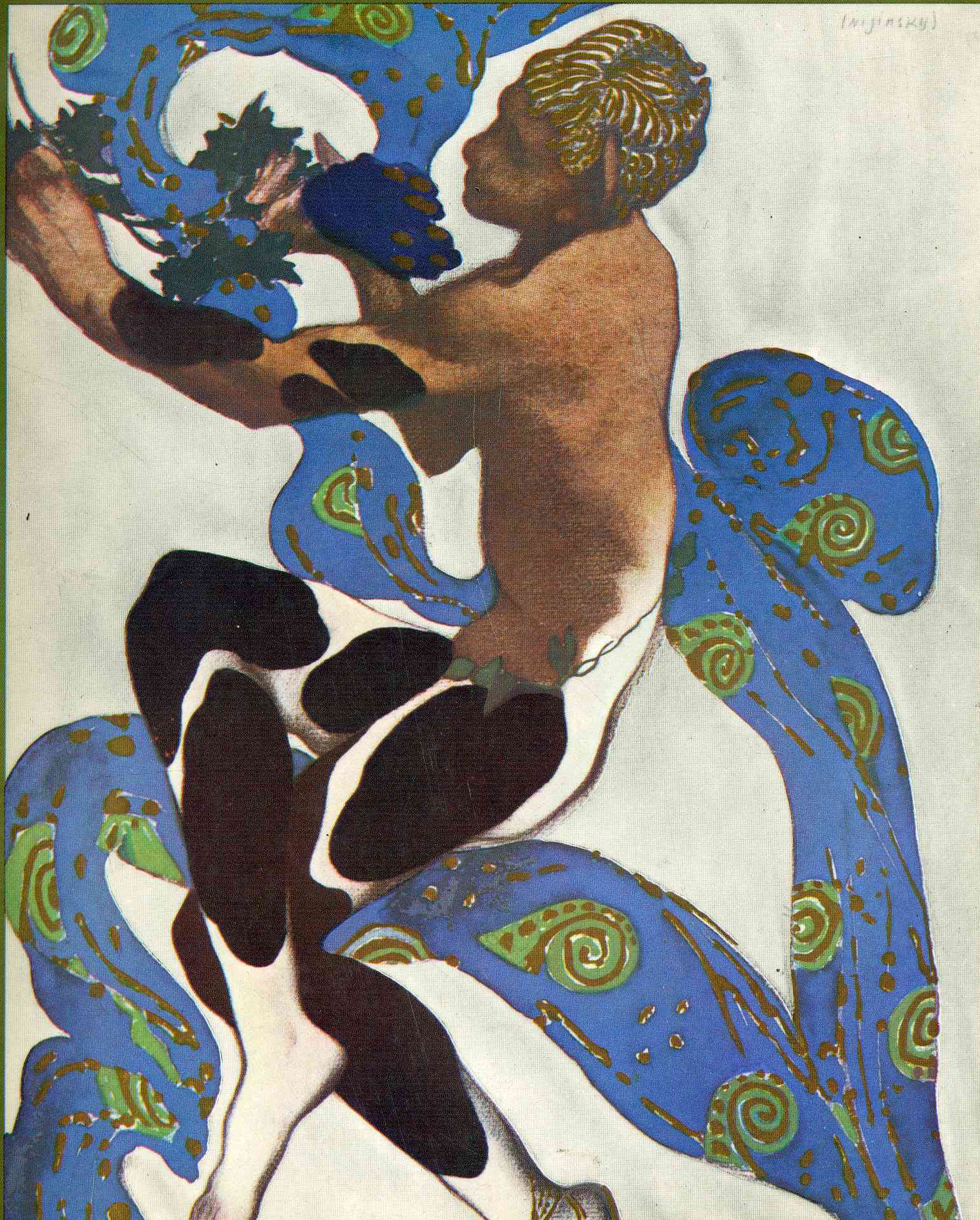 Leon Bakst Nijinsky's Faun Costume in 'L'Apres Midi d'un Faune' by Claude Debussy from the Front Cover of the Programme for the 7th Season of the 'Ballets Russes' 1912 Fine Art Print