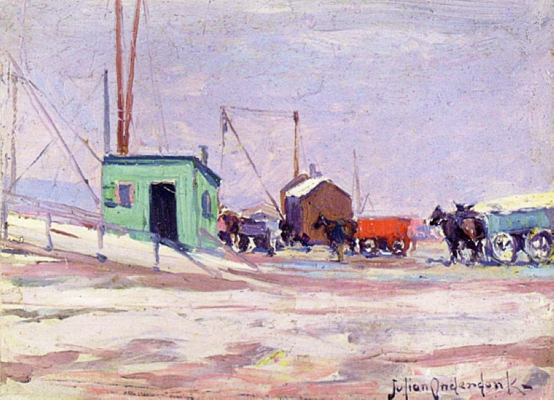 Robert Julian Onderdonk Noontime on the Docks, Hudson River and 85th Street 1915 Fine Art Print