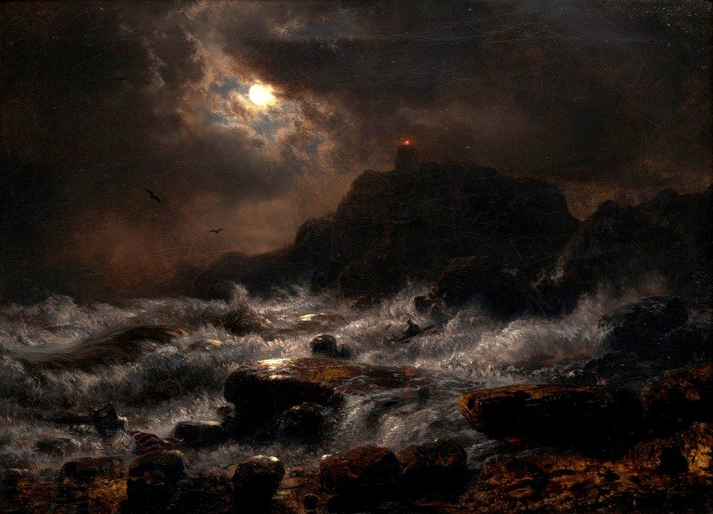 Andreas Achenbach Norwegian Coast by Moonlight 1848 Fine Art Print