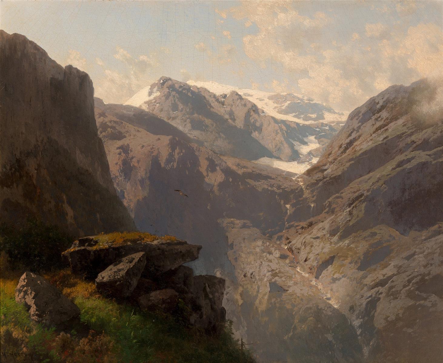 Hermann Ottomar Herzog Norwegian Highlands, Loerdals Fjord 1857 Fine Art Print