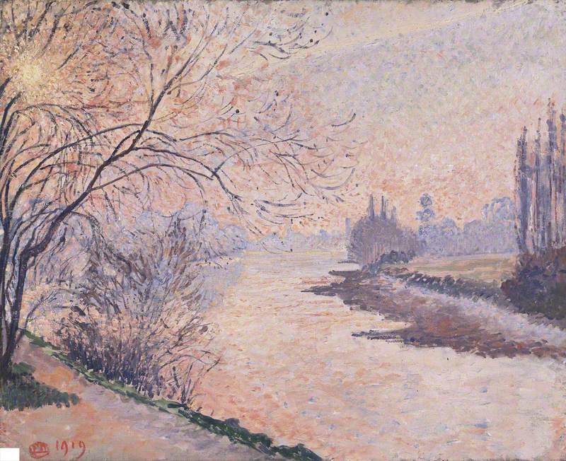 Lucien Pissarro November Sunset on the Thames, Kew 1919 Fine Art Print