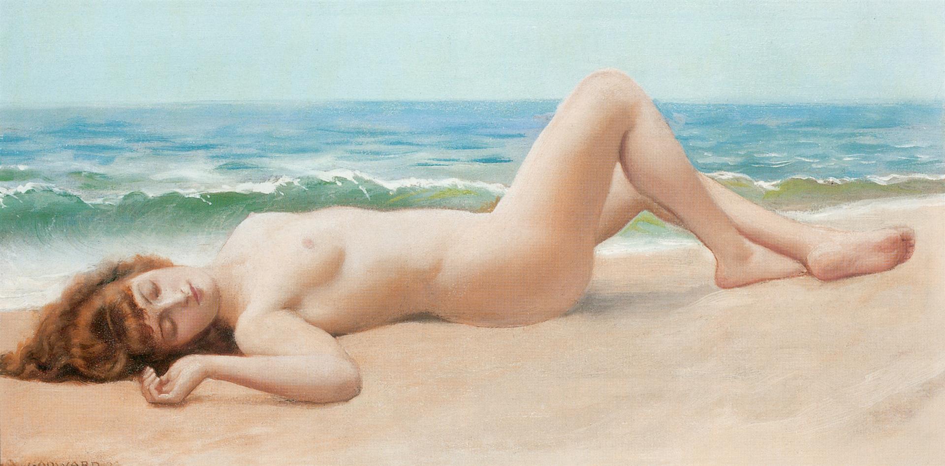 John William Godward Nude On The Beach 1922 Fine Art Print