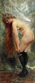 Konstantin Makovsky Nude Woman in Black Stockins 1890-1900 Fine Art Print