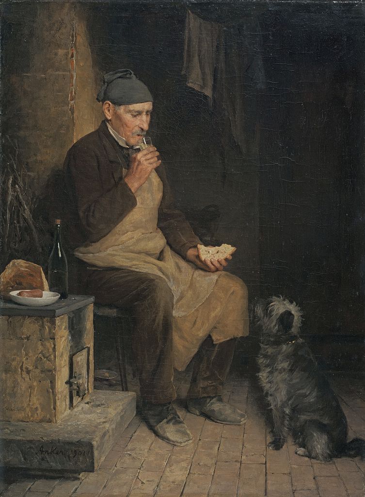 Albrecht Anker Old man taking a rest (Gyp) 1901 Fine Art Print