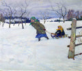 Nikolay Bogdanov Belsky On a Visit to the Grandmother 1910-1920 Fine Art Print