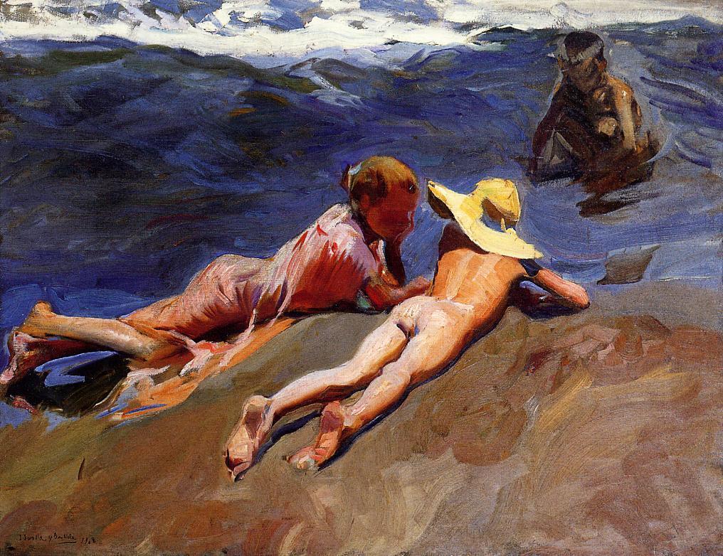 Joaquín Sorolla On the Sand, Valencia Beach 1908 Fine Art Print