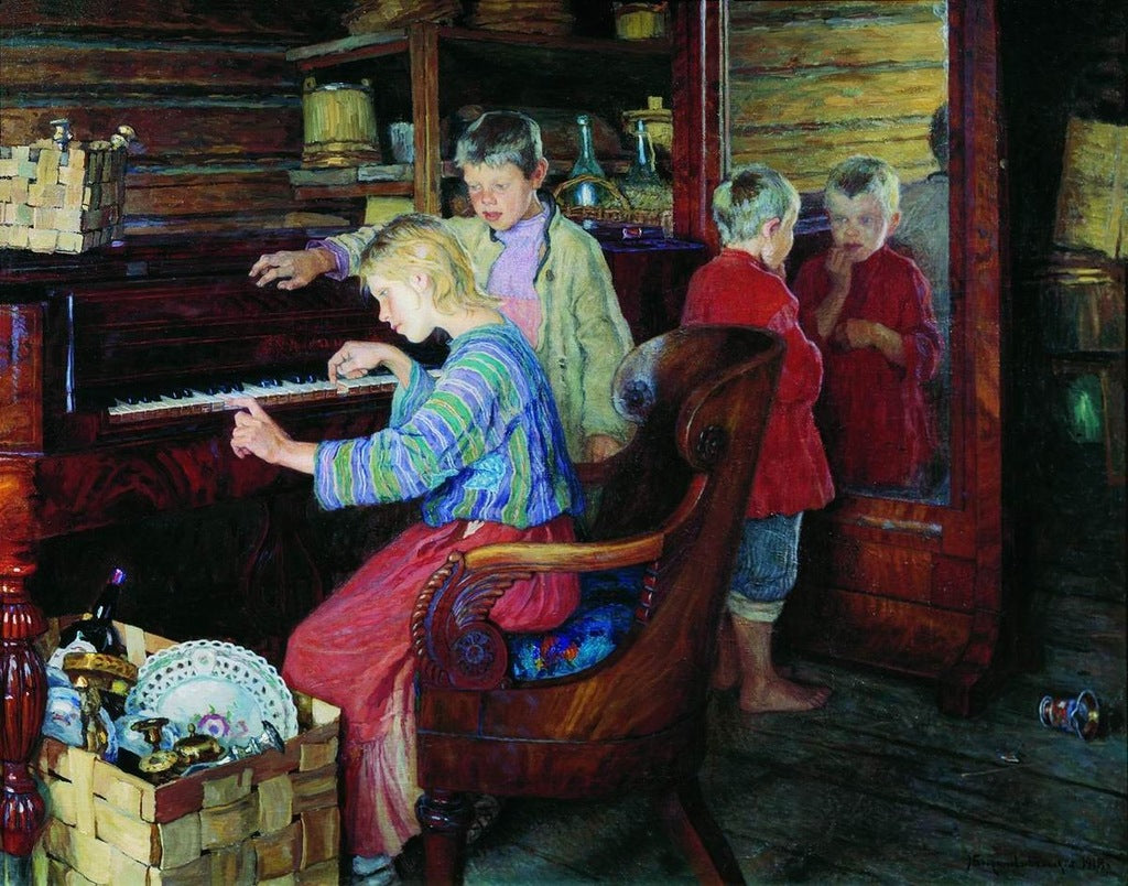 Nikolay Bogdanov Belsky Children at the Piano 1918 Fine Art Print