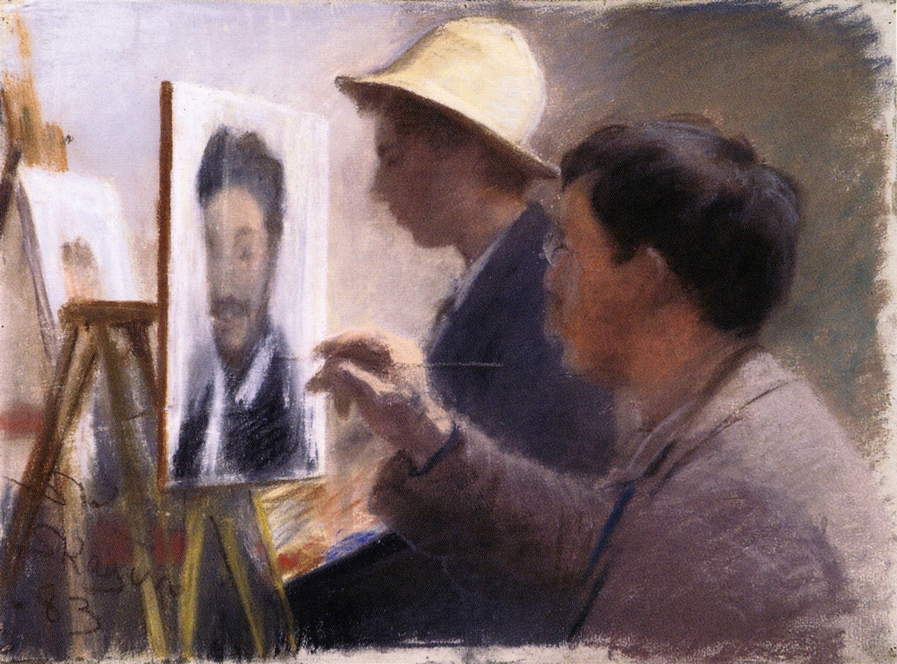 Peder Severin Kroyer Oscar Björck and Eilif Peterssen Painting Portraits of Georg Brandes 1883 Fine Art Print