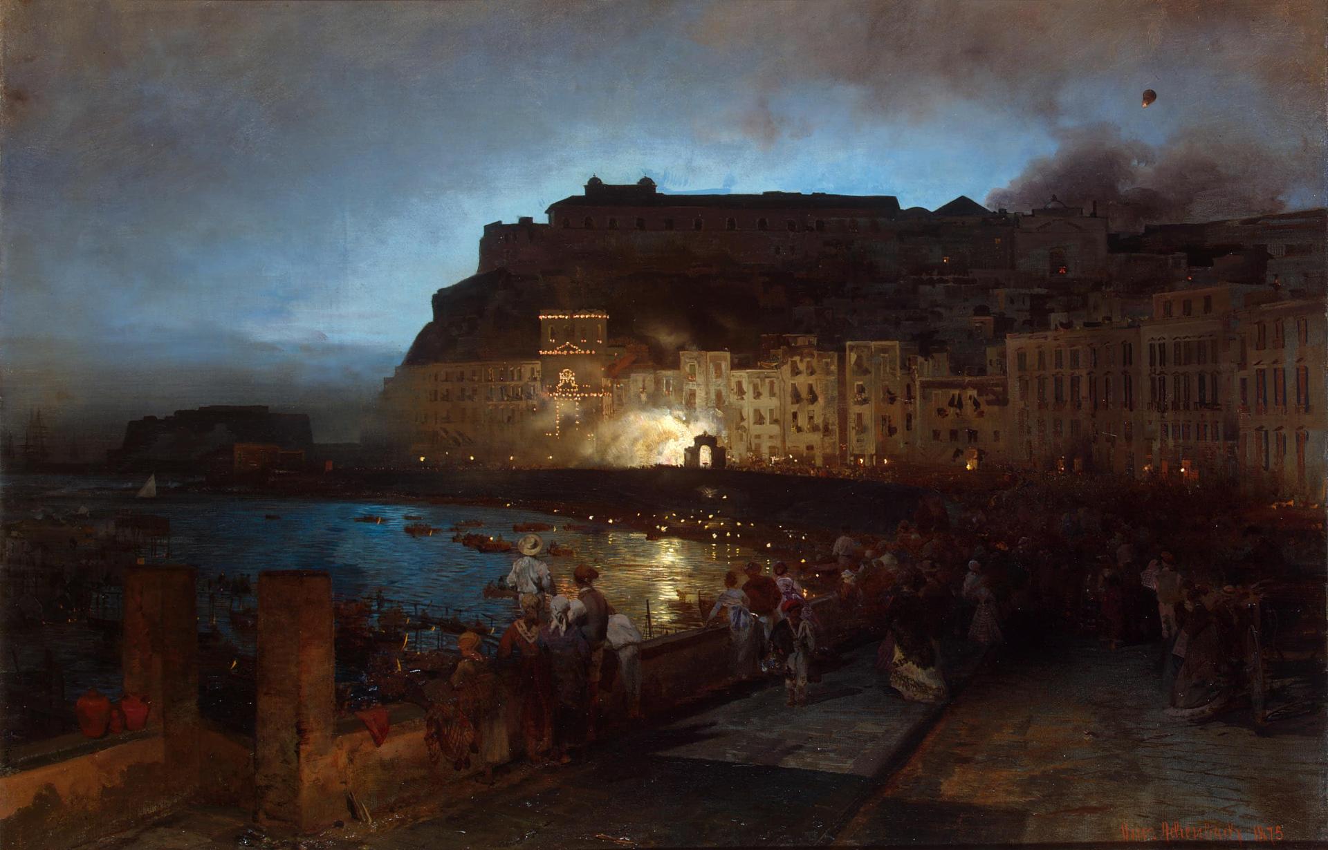 Oswald Achenbach Festival in Naples 1875 Fine Art Print