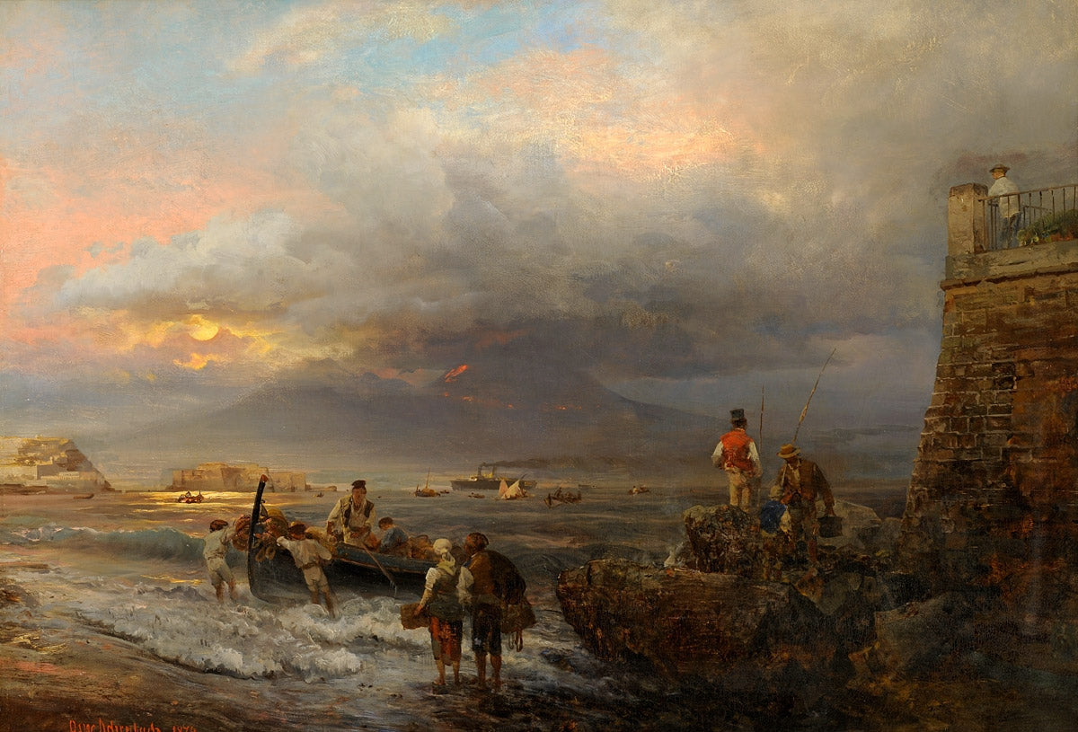 Oswald Achenbach Bay Of Naples With A View Of Mount Vesuvius 1874 Fine Art Print