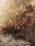 Oswald Achenbach Fishermen on the banks of the Amalfi Coast 1880 Fine Art Print
