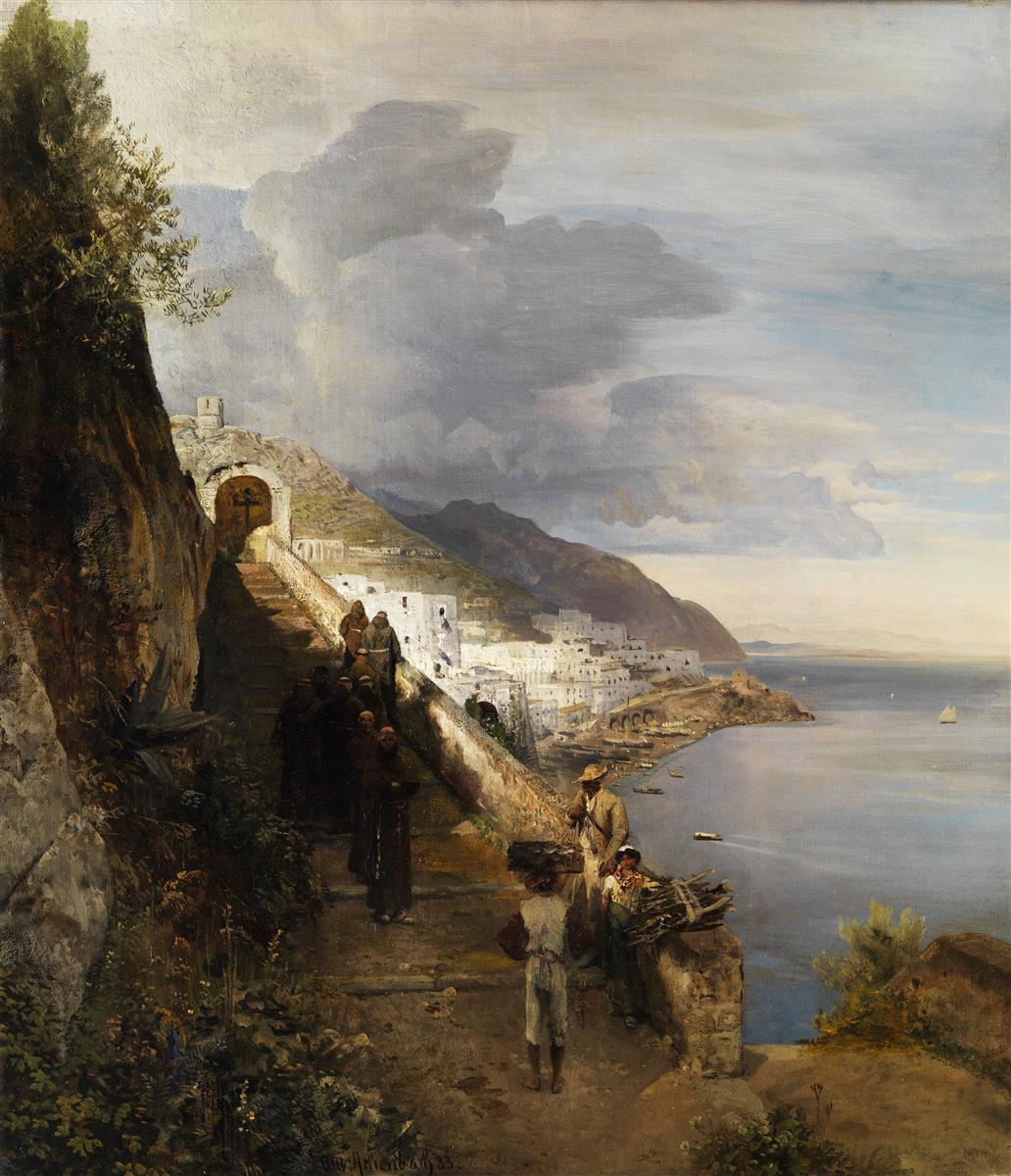 Oswald Achenbach La Côte D'amalfi 1883 Fine Art Print