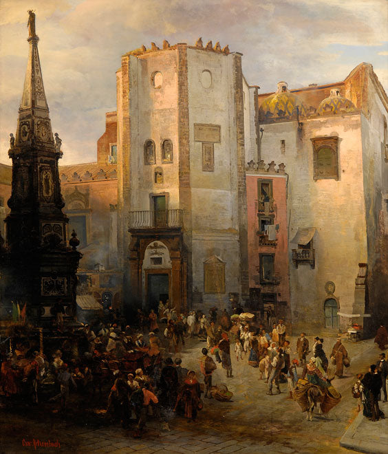Oswald Achenbach Market in Italy 1875 Fine Art Print