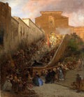 Oswald Achenbach Procession at the Church of Santa Maria in Aracoeli in Rome 1900 Fine Art Print