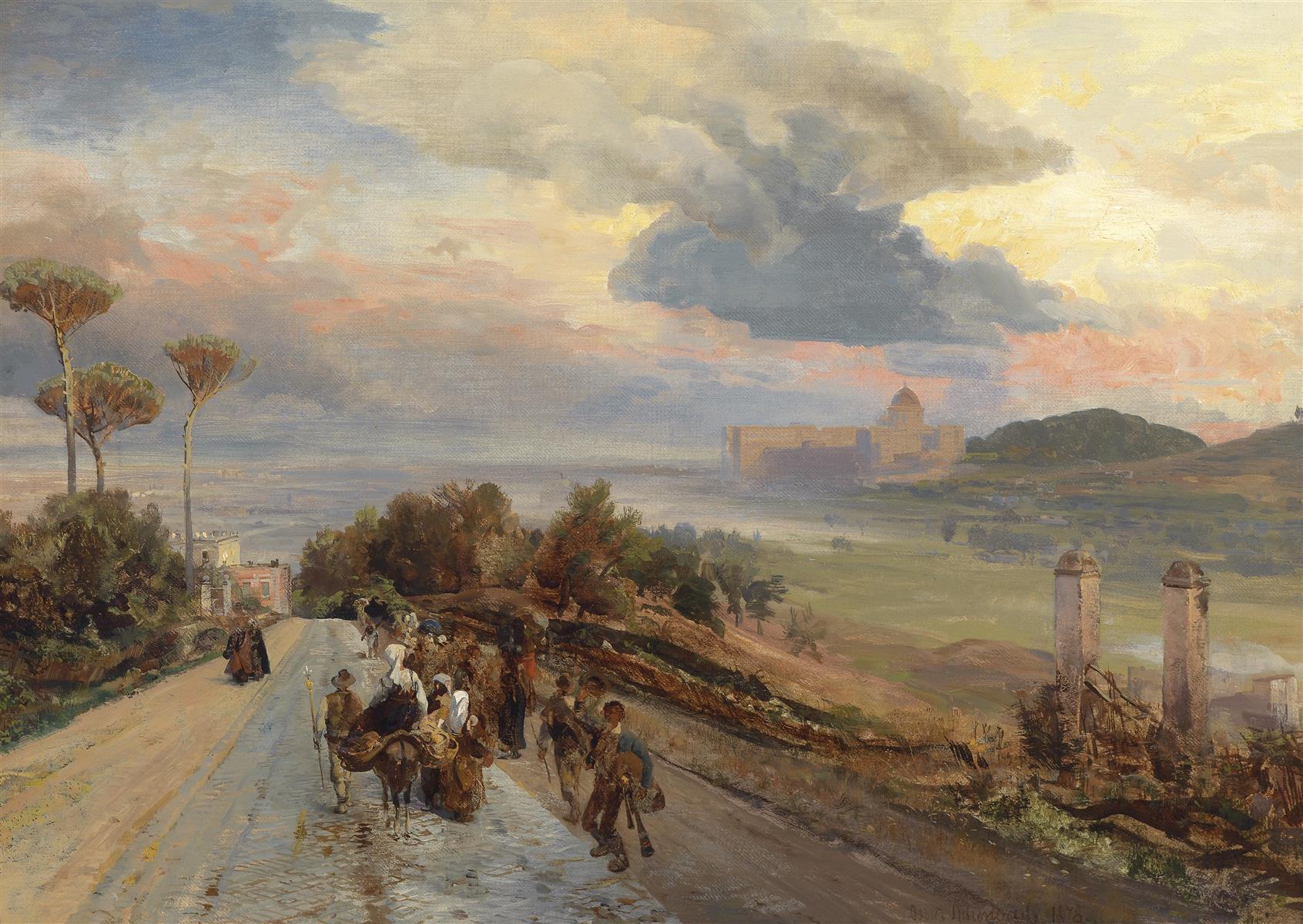 Oswald Achenbach Via Cassia Near Rome With A View Of The Vatican 1878 Fine Art Print