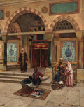 Rudolf Ernst Outside the Mosque 1890 Fine Art Print